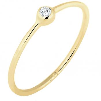 Elli Premium Ringe – Gelbgold 375, Solitär‑Zirkonia (58 mm)