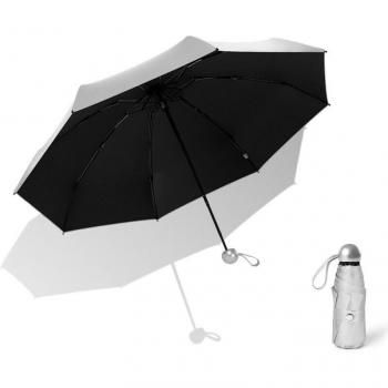 Sombrilla de playa para niñas, 5 etapas, 8 costillas, colores azul, amarillo, negro y blanco, con bolsillo para lluvia