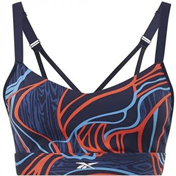Soutien-gorge Reebok Lux Strappy Aop bleu à impact moyen XS