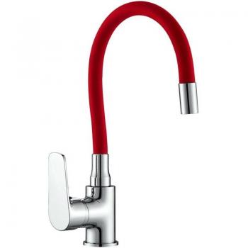 Robinet de cuisine Alfa Dyser à bec flexible rouge