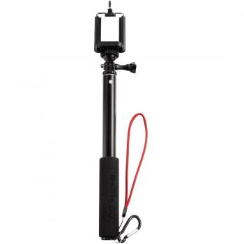 Hama 90° Selfie‑Monopod Set – Reise‑Teleskopstab inkl. Neiger‑Stativkopf und Schnellklemme – Für Smartphone, Kamera & Actioncam – Schwarz