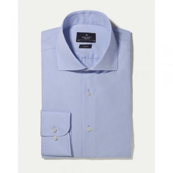 Camisa de Manga Larga Slim Hackett en Popelín Azul Claro