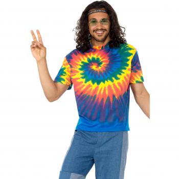Smiffys Herren T-Shirt im 1960er Batik-Stil, Größe XL, Mehrfarbig
