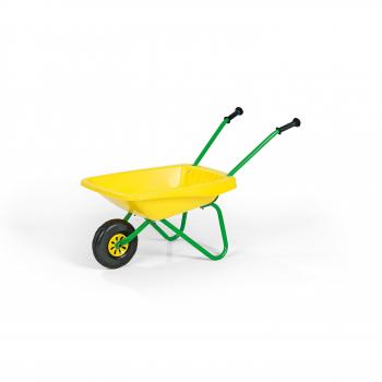 Yellow and Green Children's Wheelbarrow Made of Metal and Plastic
