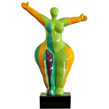 Statue Art Déco Femme Jaune et Verte H34 cm