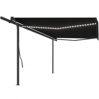 Toldo Automático VidaXL 5 m × 3,5 m Antracite – LED Integrado e Sensor de Vento