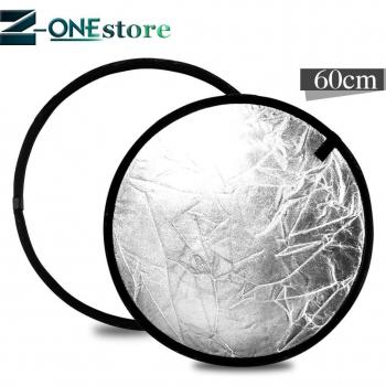 Collapsible 2-in-1 White/Silver Photography Reflector 60cm with Free Carrying Bag
