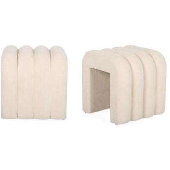 Set de 2 poufs en tissu beige Ito 40x38x40 cm