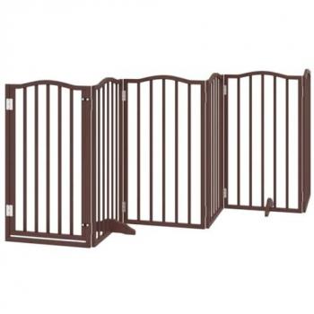 VidaXL Cancello per Cani Pieghevole in Rovere Marrone, 6 Pannelli, Lunghezza 300cm, Materiale Pioppo