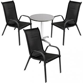 Bistro‑Garnitur Balkon – Mojawo 4‑teilige Essgruppe (Tisch & 3 Stühle Ø60×H70 cm)