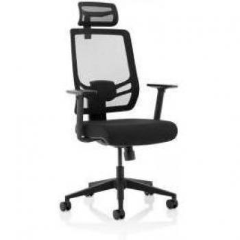 Ergo Twist Black Fabric Seat Mesh Back with Headrest