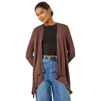 Roman Cardigan jersey couleur brune, motif cascade sur le devant