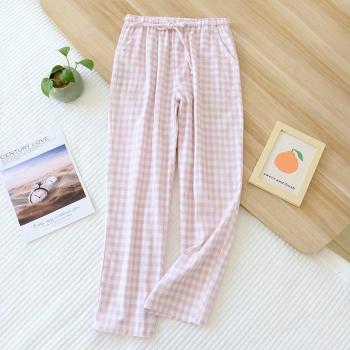 Pantalones de doble gasa a cuadros para niña y mujer