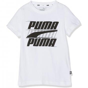 PUMA Kinder T-Shirt Rebel Bold, Weiß, 140