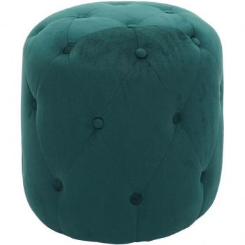 Ottoman pouf velours noir verdâtre