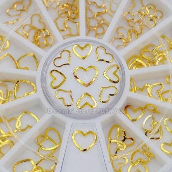 Calcomanías de diamantes de imitación en forma de corazón dorado