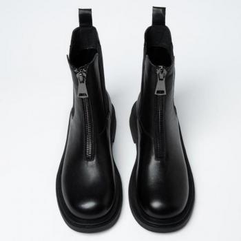 Zapatos Botines de Mujer con Puntera Redonda y Tacón Bajo