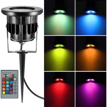 Waterproof 12W RGB LED Path Spotlight with Spike
