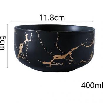 Gold Marble Glazed Breakfast Plates and Noodle Bowls Set