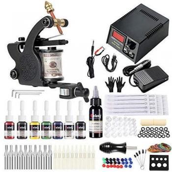 Solong Tattoo Starter Pack with 1 Tattoo Gun, 7 Inks (Product Code TK109)