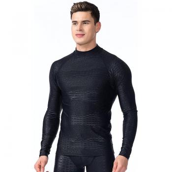 Men's Plus Size Swimwear Long Sleeve UV Protection Top UPF 50+ Black