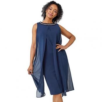 Roman Petite Women's Embellished Chiffon Dress
