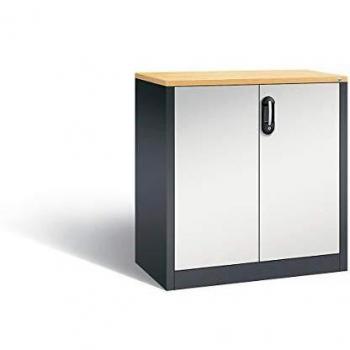 C+P Akten‑Sideboard ACURADO, 2 Ordnerhöhen, 1000 × 930 × 500 mm, schwarzgrau/lichtgrau