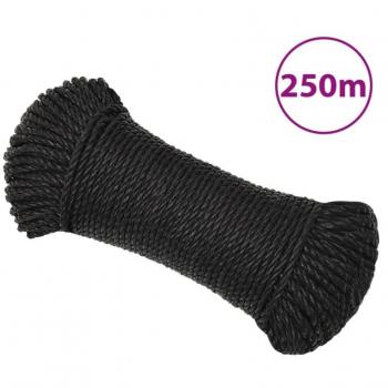 VidaXL 3 mm Work Rope Black 250 m Polypropylene