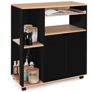 COSI aparador de cocina en madera negra con bandejas L.76 CM