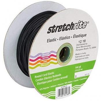Stretchrite 1N784BLCK: 144‑Yard Black Round Elastic Cable Spool