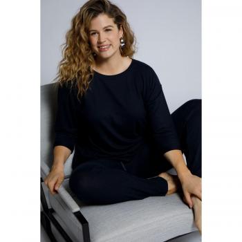 T-shirt loungewear oversize con allacciatura, donna, blu, taglia 56/58, viscosa/poliestere