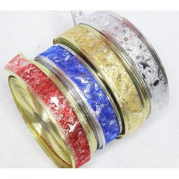 50mm Metallic Gold Christmas Ribbon with Wired Edge