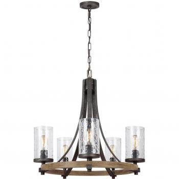 Candelabro Industrial Angelo en Madera de Chêne con Vidrio Grigio