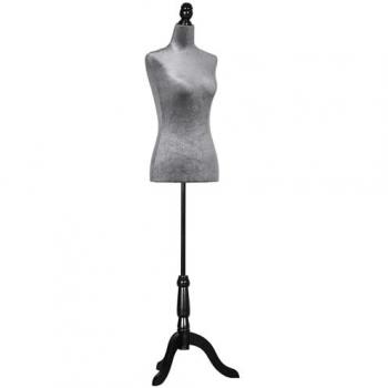 Maniquí de costura con trípode de madera 130-168 cm negro