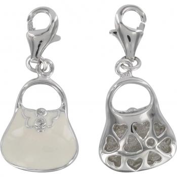 “Tesori di Lily” Pendente Argento Borsa Avorio Beige Rhodié 15x13 mm