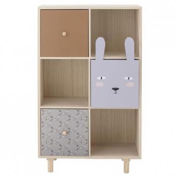 Mini Libreria Calle con cassetti in Paulownia