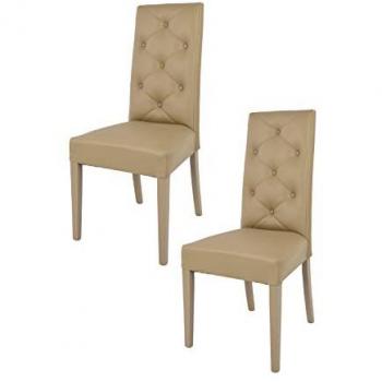 Duo CHANTAL – Bois de Hêtre Peint, Assise et Dossier en Cuir Cappuccino