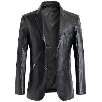 Blazer de cuero oscuro XL para hombre moderno