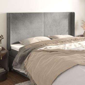 Kopfteil mit Ohren 163x16x118/128 cm Samt Hellgrau