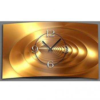 Abstrakte 3D-Wanduhr DIXTIME aus Alu-Dibond in Gold und Bronze