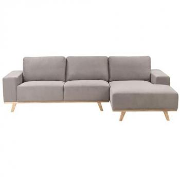 Beliani Stoffsofa Ecke mit Holzbeinen Taupe
