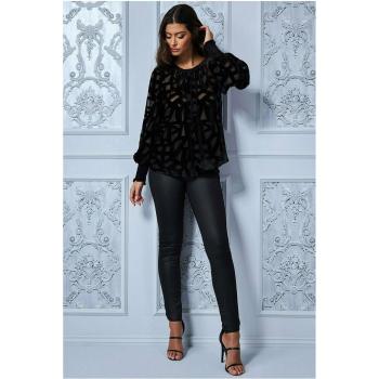 Black Goddiva Burnout Print Top