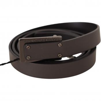 Classic National Leather Belt – 100 cm, Embossed Logo Fastener