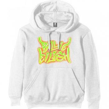 Grigio Scuro Felpa XXL Billie Eilish con Cappuccio e Logo Flames