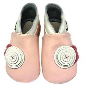 Kräbel-Schuhe Lederdesign „Blume Apricot“ – 2–3 Jahre