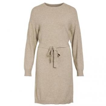 Vila knielanges Strickkleid mit Bindegürtel Modell 'VIRIL', Größe XS