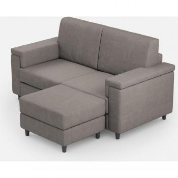 Sofá Marrak de 2 plazas con PUF en color gris – 148x155 cm