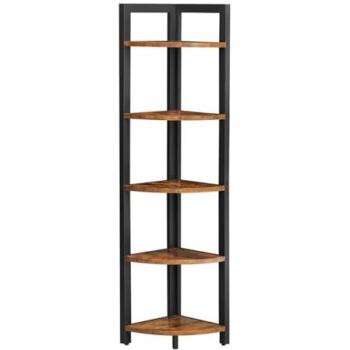 Ripiano Angolare 5 Livelli con Porta Piante – Design Industriale Marrone
