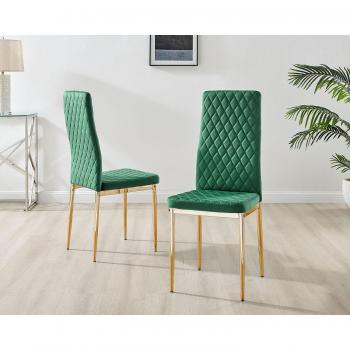 Milan Velvet Dining Chair Set of 6 with Gold Chrome Metal Legs