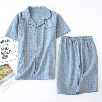 Pijama corto de algodón con solapa para hombre